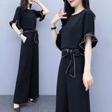 Trousers Suit Women's Summer 2025 New Female Summer Temperament Chiffin High-Rise Thin Oceany Casual Two