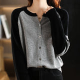 Zingj Size Women's Wear Color Striped Cardigan Long Sleeve Sweater Female 2024 Spring And Autumn New Casual Thin Jacket Tide-Outfit