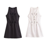 Hollow Design Short Dress 2025 Summer Vest Sleeveless Mini Dress