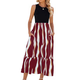 Zingj / Summer 2024 New Round Collar Sleeveless Print Tie-Dye Casual Dress Woman-Outfit