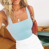 Square Neck Sleeveless Summer Crop Top White Women Black Casual Basic T Shirt Off Shoulder Cami Sexy Backless Tank