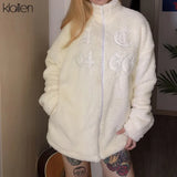 Autumn Winter Fashion Thicken Fashion Simple Solid White Casual Loose Women Coat New Korean Office Lady Jacket Hot