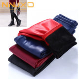Girls Leggings Winter Kids Thick Velvet Leggings Pencil Pants Children Warm Trousers Faux PU Leather Legging Slim