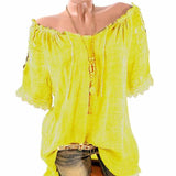 Solid Color Summer Women's Off-shoulder Short-sleeved