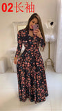 Spring Autumn Bohemia Flower Print Women's Dress Cuasla Hollow Out Long Sleeve Maxi Dresses Fashion Tunic Party Dress