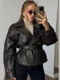 2025 Explosion Long-Sleeved Collar With Short Locomotive Jacket Leather Coat