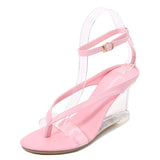 Zingj High Heels Female Summer New Korean Version Of Versatile Summer Women's Shoes A Word Buckle Simple Wedge Sandals