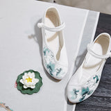 Zingj Not Include Shoe Box Pointed Shoes Single Shoes Spring And Summer Beef Tendon Bottom Lady Shoes Plate Buckle Embroidered Cloth Shoes With Cheongsam Women's