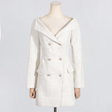 2025 New Fashion Temperament One Word Shoulder Long Sleeve Waist Design Sense Pocket Stitching Advanced Sense