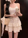 White Sling With Breast-Wear Vest Body Bm Half-Dress Skirt Set With Short Top Bottom Shirt