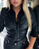 Independent Station 2023 Autumn And Winter New Commuter Long-Sleeved Lapel Shirt Women's