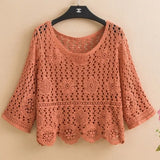 summer short hedging knitted hollow flower small outer super fairy all-match lace