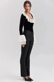 Long Sleeve Lace Flare Trim Corset Top- Outfit