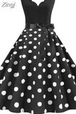 Dot Summer Dress Women Pinup Elegant Vintage Party Dress Casual Office Tank Sleevelss A Line