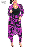 Big Size 2 Pieces Set Sexy Autumn Fashion Women Set Female Tops Floral Print Long Sleeve Cardigan Bodycon Stripe