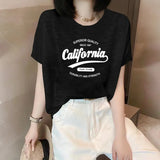 Shoulder Short-Sleeved T-Shirt Lady Loose Summer New Bamboo Festival Cotton Age-Red-Down Shirt Fashion Casual