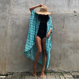 Sexy Black Retro Striped Batwing Sleeve Self Belted Plus Size Long Kimono Tunic Women Tops and Blouses Shirts