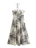 Print Halter Long Dress Women Off Shoulder Corset Dress Woman Backless Sexy Summer Dresses Elegant Party Dresses For