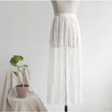 Zingj Seasons Can Wear A Single Mesh Skirt Lace Bottom Skirt With A Skirt Long High Waist-Length See-Through