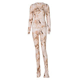 Women Autumn Winter Long Sleeve Printed Slim Skinny Female Tops Long Pants Two Piece Sets 2020 Fall Clothes