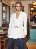 Fashion Commuting Wind To Close The Waist Thin Suit Suit 2025 New High-End Metal Buckle Belt Design Suit Jacket