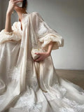 Vintage Embroidery Midi Dresses for Women 2023 Elegant Evening Party V-Neck Lantern Sleeve Loose Casual Female