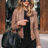 Autumn Short Coat Motorcycle Leather Jackets 2020 Fashion Faux Soft Leather Jackets Female Slim PU Jacket