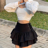 Summer New Hot Girls Sexy Slim Side Waist Tie Half Skirt Women's Fashionable