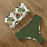 2021 Swimwear Swimsuit Women Print High Waist Bikini Set Back Cross Bandeau Bathing Suit Female Beach Wear