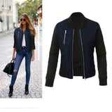 2020 Autumn Winter Fashion Solid Women Jacket O Neck Zipper Stitching Quilted Bomber Tops Ladies Jacktes Coats Plus