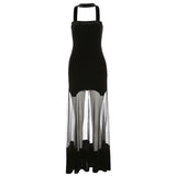 Autumn And Winter New Women's Fashion Sexy Hanging Neck Bare Back Mesh