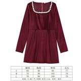 Women's Clothing 2025 Winter New Square Neck Nail Beads To Collect Short A-Shaped