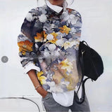 Grinding Flower Printed Loose Long Sleeves
