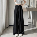 Cotton Trousers Women's Summer Thin 2025 New Ice Silk Wide Leg Trousers High Waist Hanging Sense Leisure Yamamoto