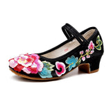 Zingj Heel Single Shoes Spring And Summer New Thick Heel Women's Shoes Cheongsam Embroidered Shoes Mary Jane Retro National Style High Heel National Style