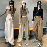 Workwear Trousers Women's Summer Thin 2025 New High-Waisted Leisure Sports Broad-Legged
