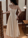 New Women Sexy Prom Party Evening Elegant Spaghetti Strap Midi Dress Birthday Club Fashion