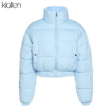 Winter Fashion Solid Padded Jacket Women Simple Zipper Thicken Short Coat 2021 New Slim Office Lady Warm