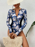 New Sexy One Piece Swimsuit Push Up Swimwear Women Monokini Long Sleeves Swim Suit Bathing Suit Women Summer Beach