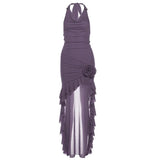 2024 Summer New Women's Solid Color Sexy Hottie Hanging Neck Girded Mesh