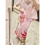 Folded Spring Half-Dress New Folded Print Japan-Korea Casual Dress High-Grade Small Scented