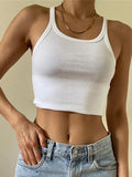 Rib Basic Solid Crop Cami Top- Outfit