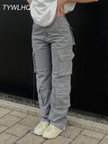 Cargo Pants Baggy Jeans Women Fashion 90s Streetwear Pockets Wide Leg High Waist Straight Y2k Denim Trousers