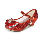 Kids Shoes for Girls Children Girls Shoes Butterfly Knot High Heel Princess Shoes Glitter Leather Party Dress