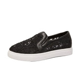 size white shoes 2021 summer breathable lace canvas shoes flat loafers sequined sneakers women