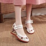 Zingj Heels Single Shoes With Embroidered Cloth Shoes Ancient Wind National Wind National Wind Spring And Autumn Women Cloth Shoes Women's