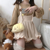 Corduroy Playsuits Women Ruffles Loose Spring Korean Style Ulzzang Kawaii Harajuku Leisure Soft Female Rompers Popular