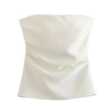 Fashion Folded Women's New Trend Brag Vest Solid Color Bhise Repair Body Small
