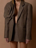 Zingj Spring New Style Of Art Retro Three-Dimensional Flowers Loose Design Sense Of A Button Pure Color Suit Coat