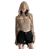 Zingj 2023 Fall Sweater Sexy Personality Street Niche Sexy Hot Girl Smoouse Off The Shoulder Two Sets-Outfit